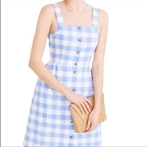 NWT J Crew Blue and White Gingham Button Front Dress!
